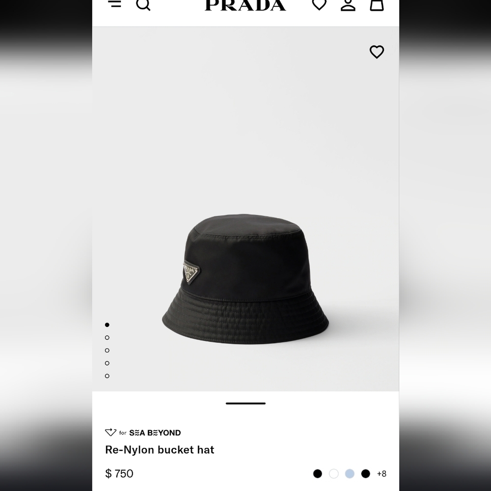 Prada Black Logo Triangle Bucket Hat - Picture 2 of 10